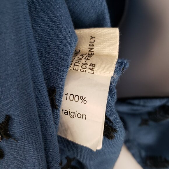 HEEL Athens Lab Dolman Wrap Top Blue Embroidered Half Sleeve One Size OS - Picture 7 of 8